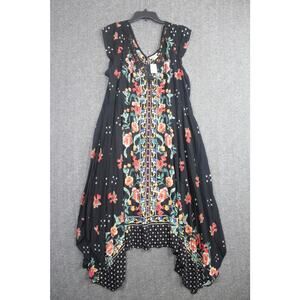 SKY AND SAND Sz XL Floral Dress Gyspy Boho Handkerchief Whimsigoth Whimsical